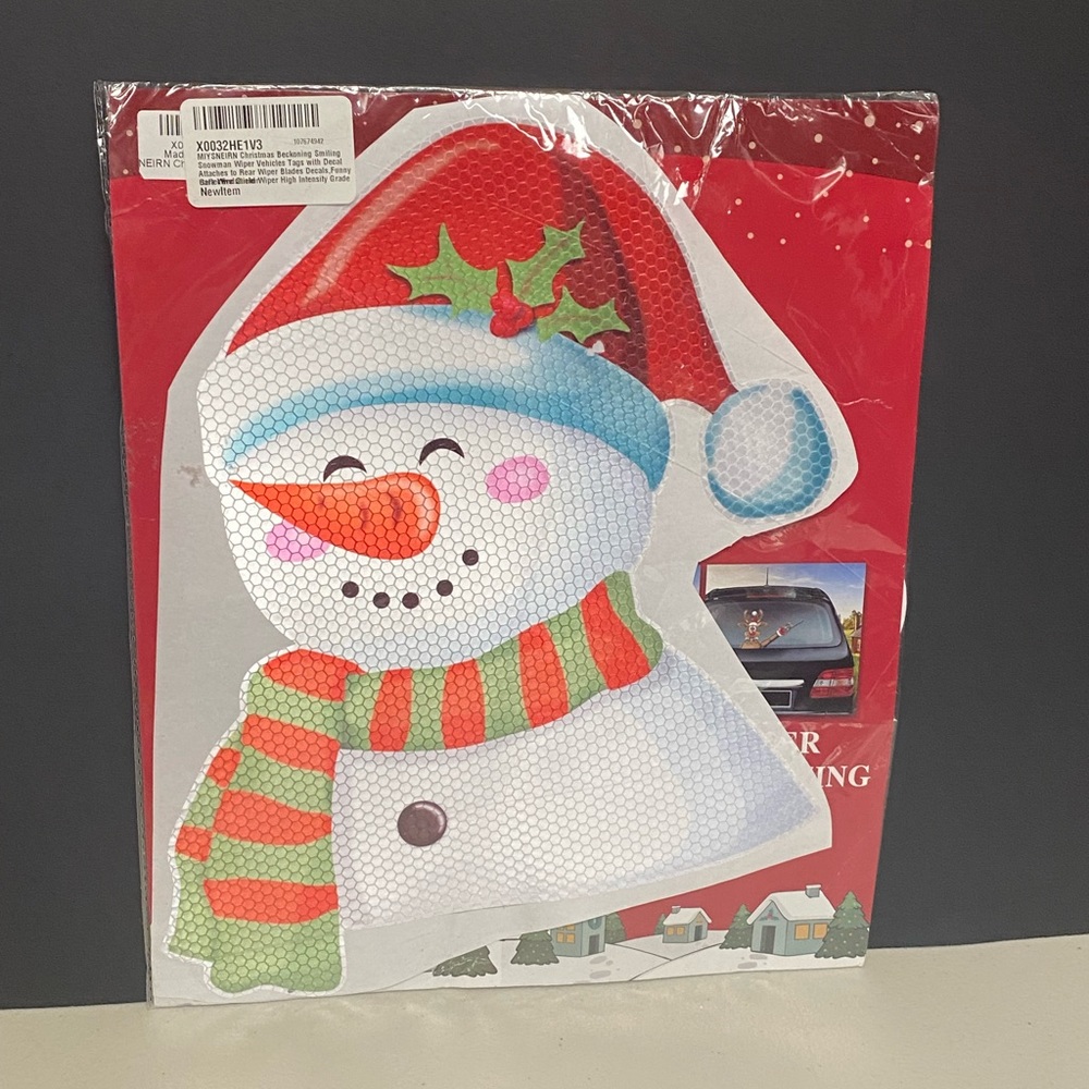 Smiling Snowman Wiper Vehicles Tags with Decal